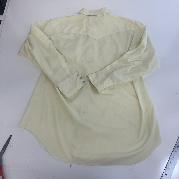 VINTAGE HBarC Ranchwear Shirt Mens 16.5 34 Western Pearl Snap Made USA 70s - Picture 3 of 12